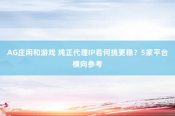 AG庄闲和游戏 纯正代理IP若何挑更稳？5家平台横向参考