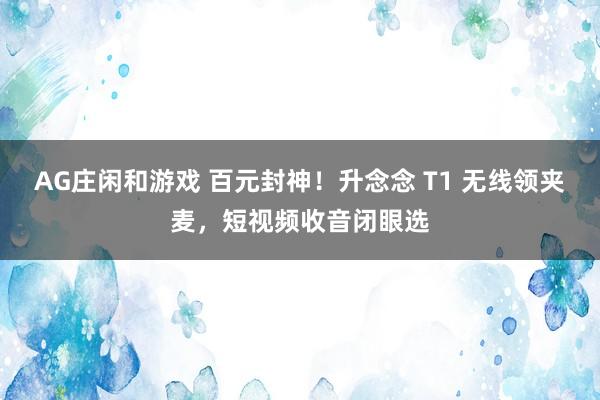 AG庄闲和游戏 百元封神！升念念 T1 无线领夹麦，短视频收音闭眼选